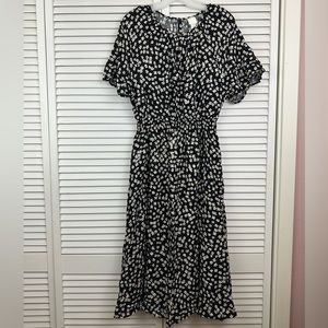 WORN 2X H&M Floral Smocked Calf-Length Midi Dress